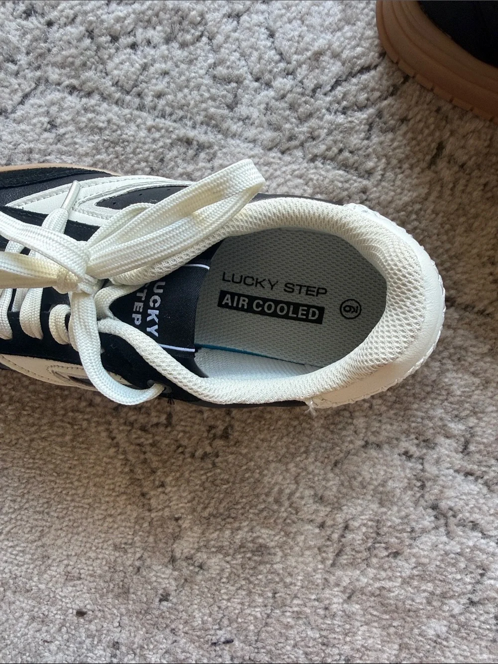 Women's Black and White Platform Sneakers with Gum Sole